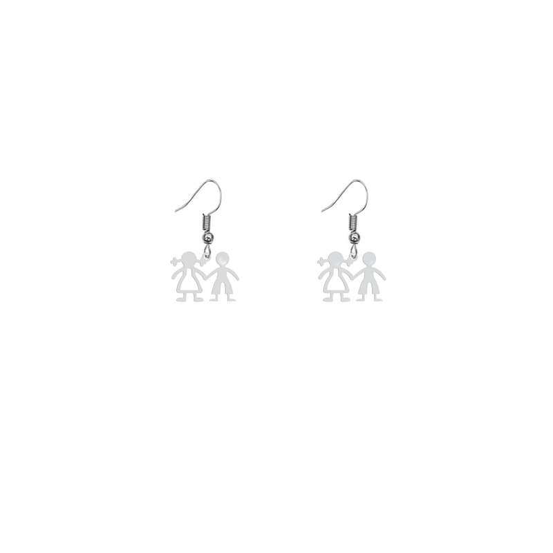 گوشواره زنانه هایکا طرح آدمک دختر و پسر مدل ha 642