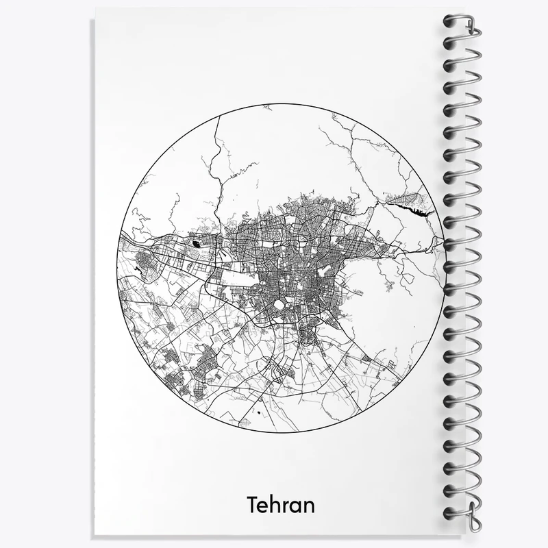 دفتر ژورنال نویسی 50 برگ خندالو مدل نقطه ای طرح نقشه شهر تهران کد F1709