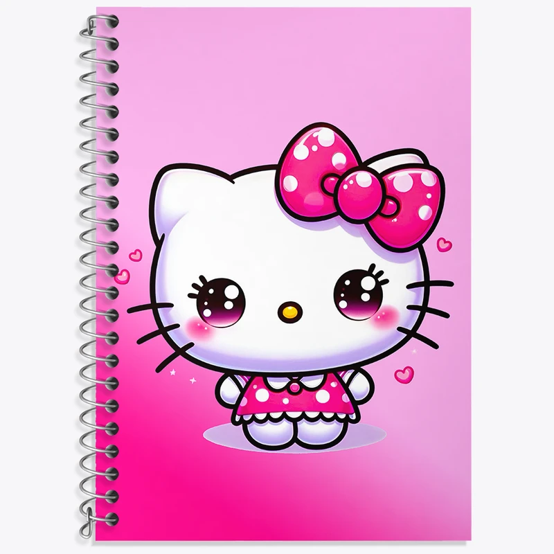دفتر زبان 50 برگ خندالو مدل دو خط طرح هلو کیتی (Hello Kitty)  کد N4492