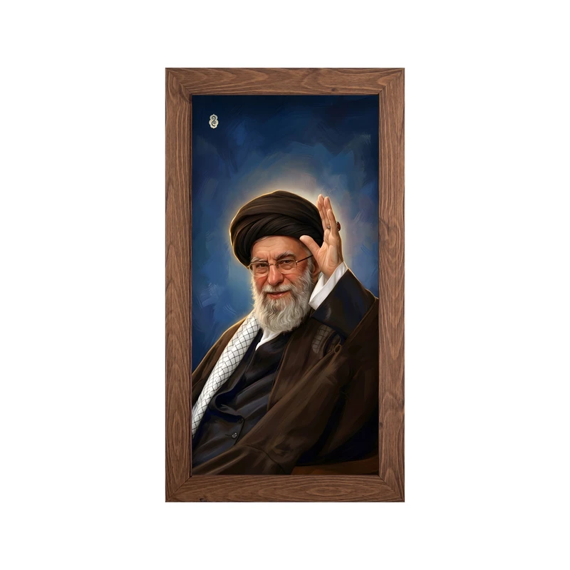 تابلو طرح رهبر شهید آیت الله سید علی خامنه ای مدل 039 فریم قهوه ای