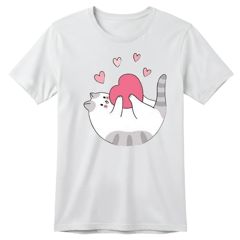 تی‌شرت آستین کوتاه بچگانه مدل گربه و قلب کد p1 