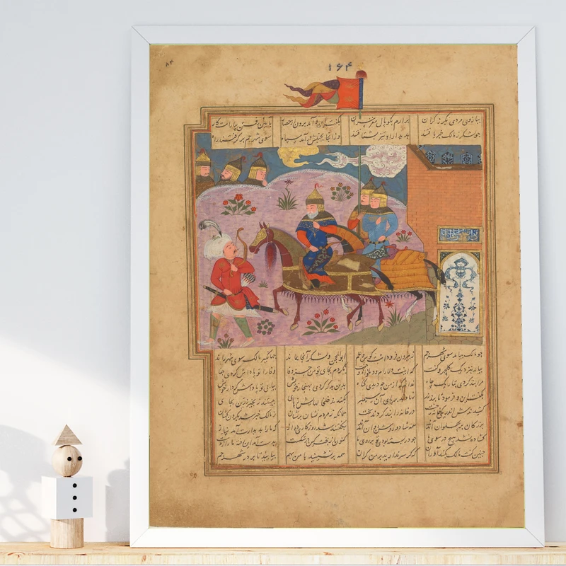 تابلو طرح نگاره‌ای از شاه‌نامه مدل G00194 فریم سفید