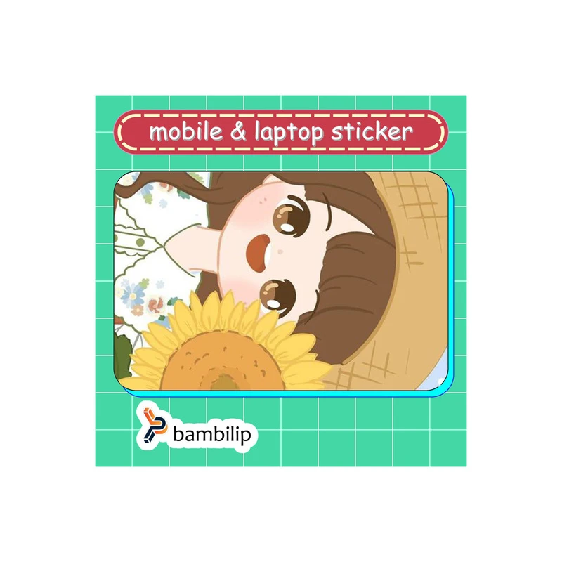 استیکر بامبیلیپ مدل کارت عابر طرح دختر چشم عسلی و گل آفتابگردان کد 9898069