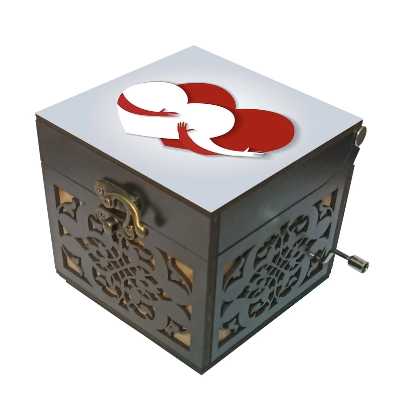 جعبه موزیکال مدل هندلی طرح قلب و دست کد m1139