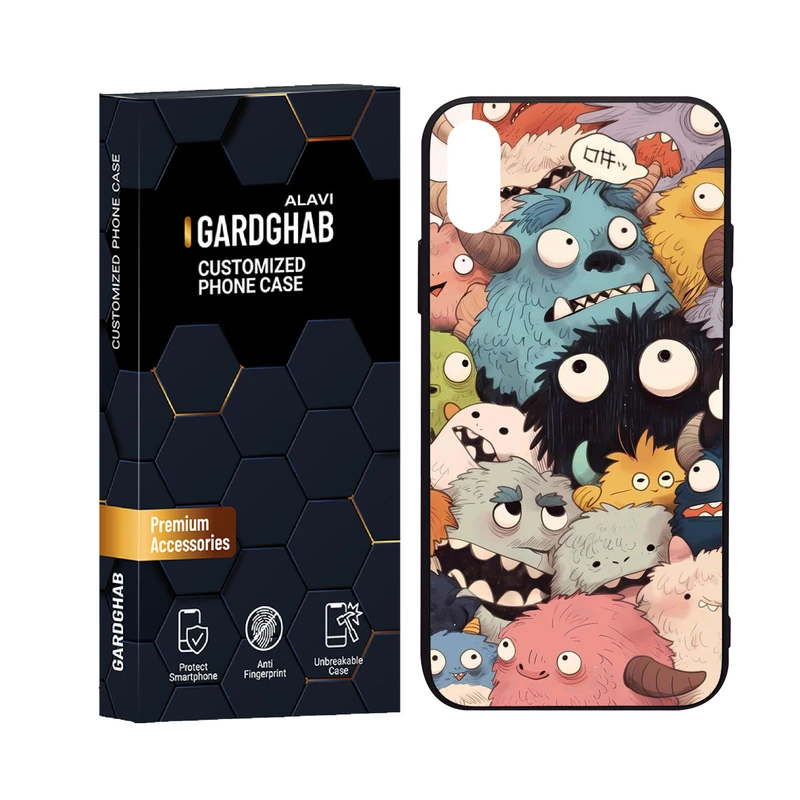 کاور گارد قاب علوی مدل دورژله ای پشت گلس کارتنی و انیمه مناسب برای گوشی موبایل اپل iPhone X / XS