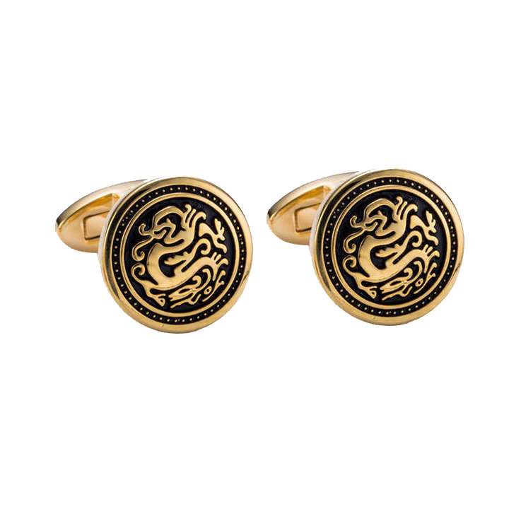 دکمه سردست مردانه زرکات طرح اژدها مدل C177 دکمه سردست مردانه زرکات طرح اژدها مدل C177