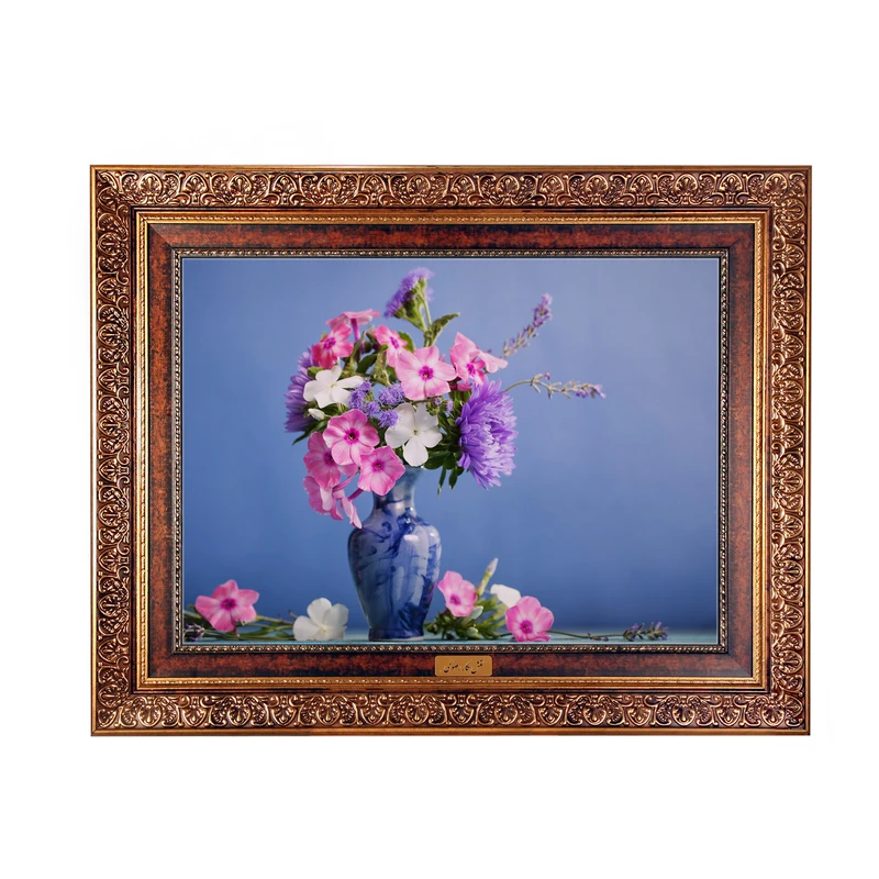 تابلو فرش ماشینی نقش نگار رضوی طرح گل کد 5511C