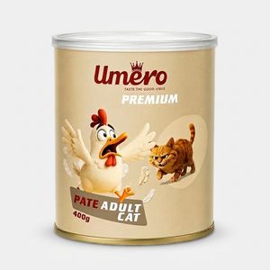 کنسرو غذای گربه بالغ اومرو مدل PATE ADULT CAT طعم مرغ وزن 400 گرم