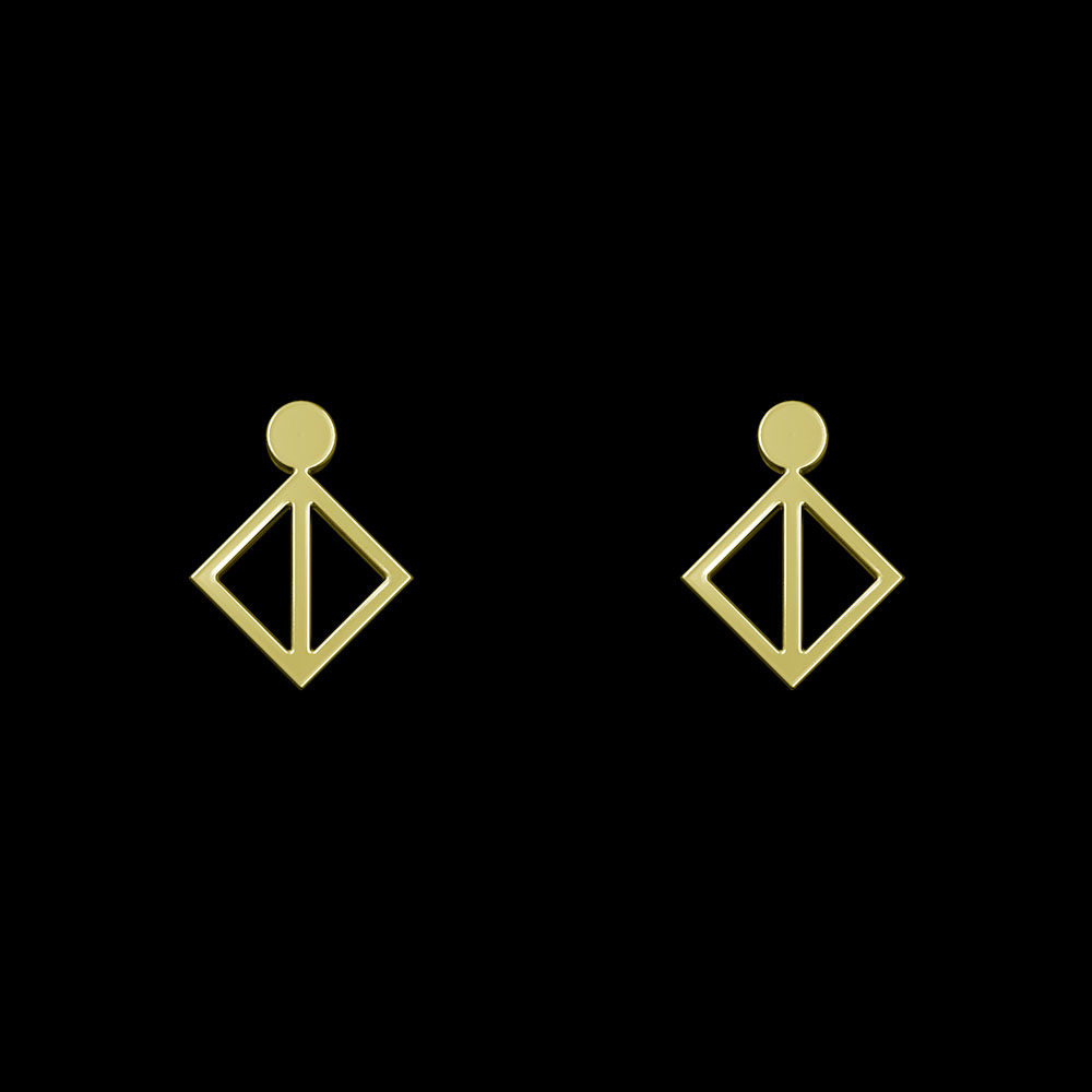 گوشواره طلا 18 عیار زنانه مدوپد مدل لوزی کد GA1-10395