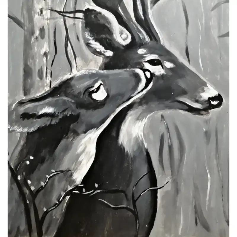 نقاشی طرح گوزن ها