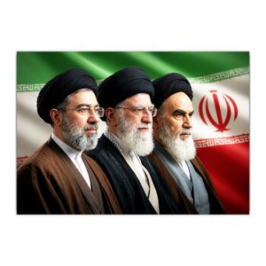 تابلو شاسی مدل رهبر انقلاب امام خمینی و رهبر شهید حضرت آیت الله خامنه ای و آیت الله سیدمجتبی خامنه ای