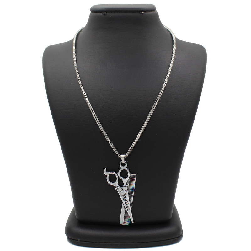 گردنبند مردانه رزالیا طرح شانه و قیچی مدل NM-SSC-3