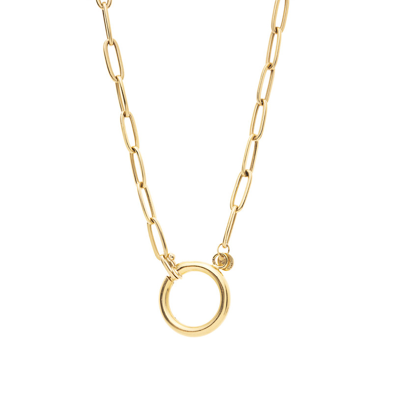 گردنبند طلا 18 عیار زنانه با زنجیر مینیمال گالری شیدا مجد مدل لینک و قفل مدبر