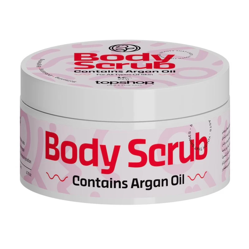 ژل اسکراب بدن تاپ شاپ مدل آرگان مناسب برای انواع پوست حجم 200 میلی لیتر
