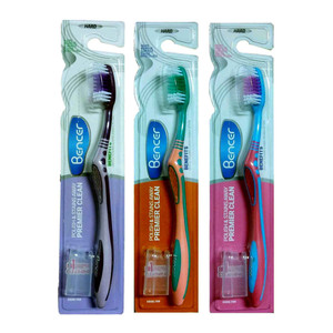 مسواک بنسر مدل PREMIER CLEAN با برس سخت بسته 3 عددی 