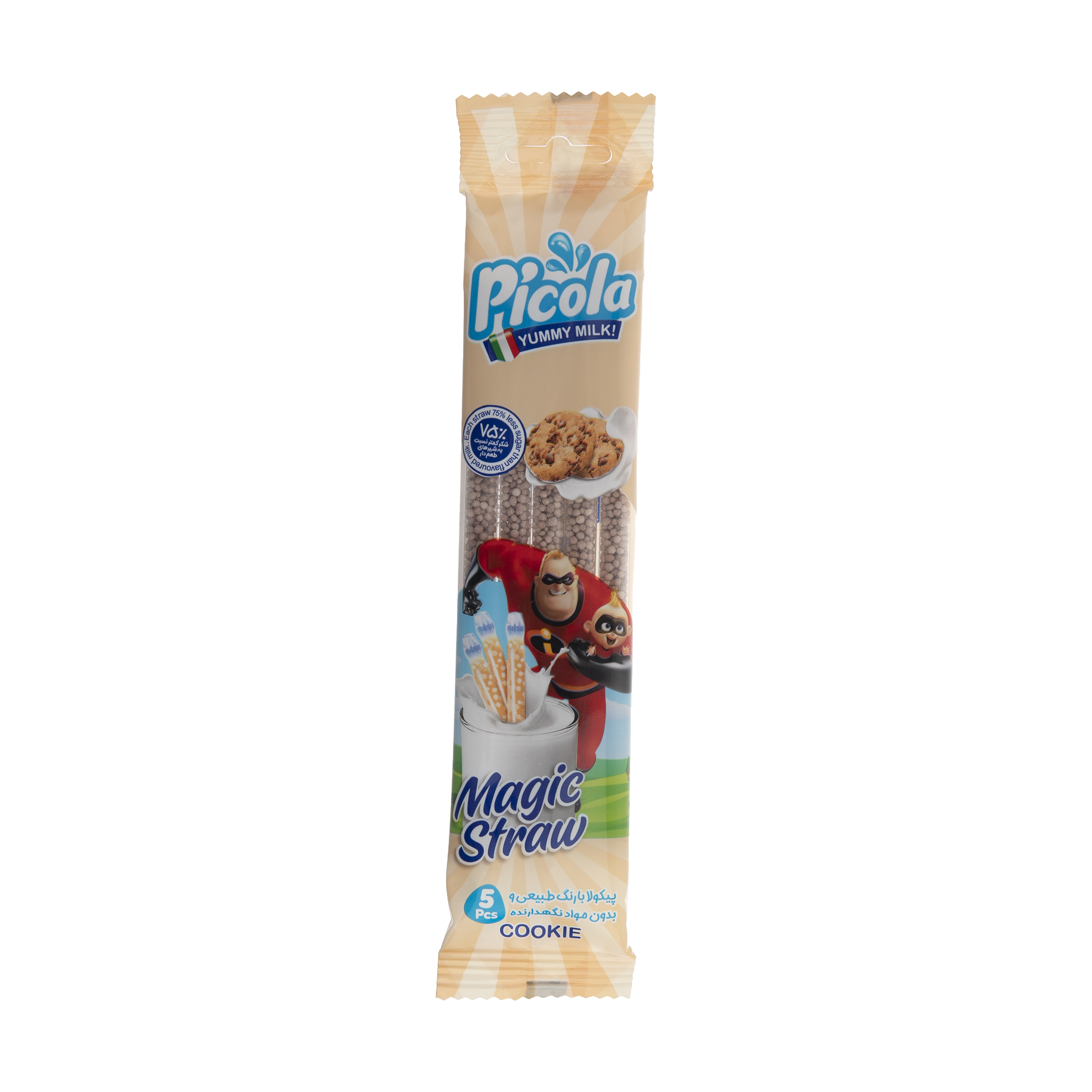 نی شیر پیکولا با طعم کوکی - 30 گرم بسته 5 عددی