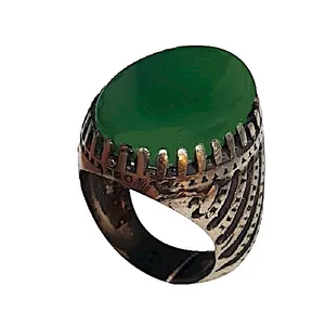 انگشتر نقره مردانه مدل عقیق جنگلی بینظیر یمنی کد AJB2115