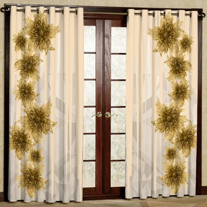 پرده  مدل گل هازان پانچی کد 4690 سایز 140x200 سانتی متر