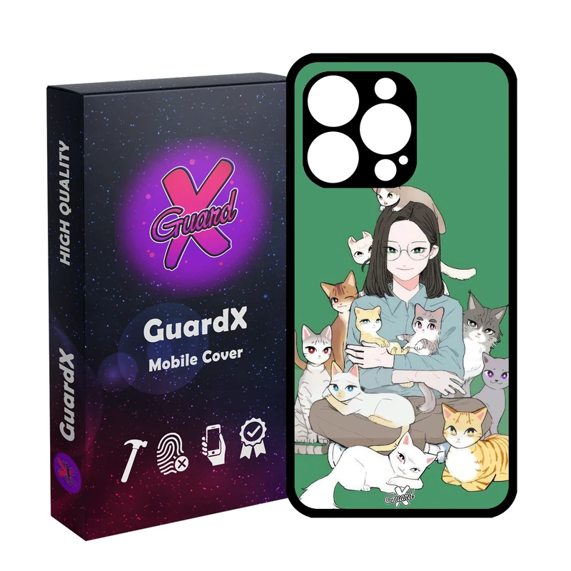 کاور گارد ایکس طرح زن و گربه مدل Glass10676 مناسب برای گوشی موبایل اپل iPhone 13 Pro