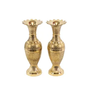 گلدان برنجی مدل سورابی طرح طاووس کد 6456 مجموعه دو عددی