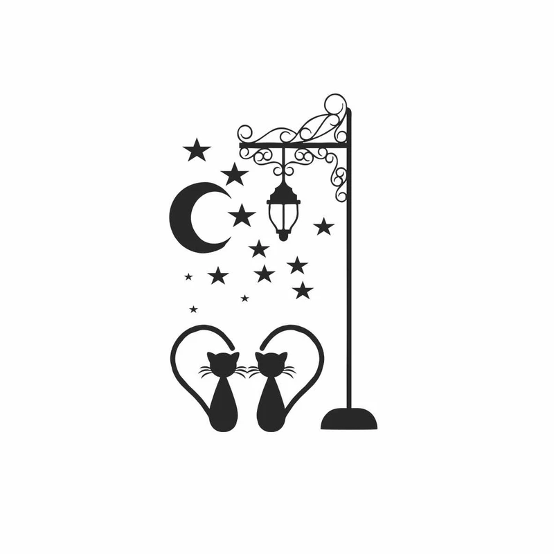 استیکر دیواری استیک مدل گربه های عاشق کد ٖG11