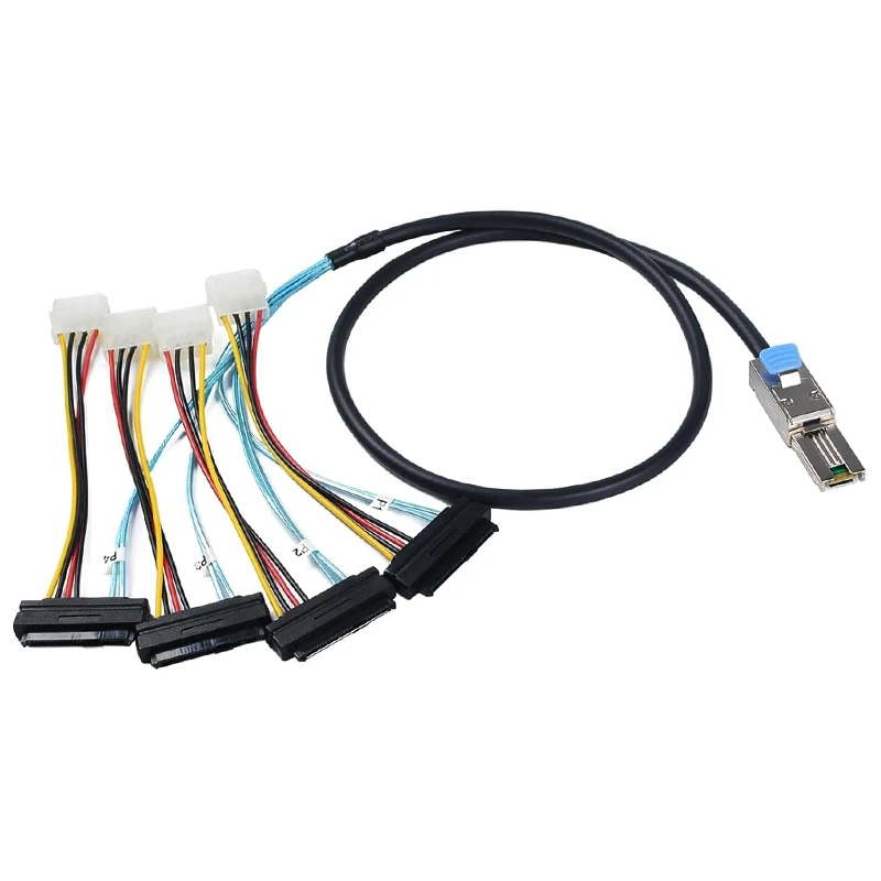کابل تبدیل Mini SAS SFF-8088 به 4 پورت SFF-8482 29-Pin با برق 4 پین اسمارطور مدل SM195