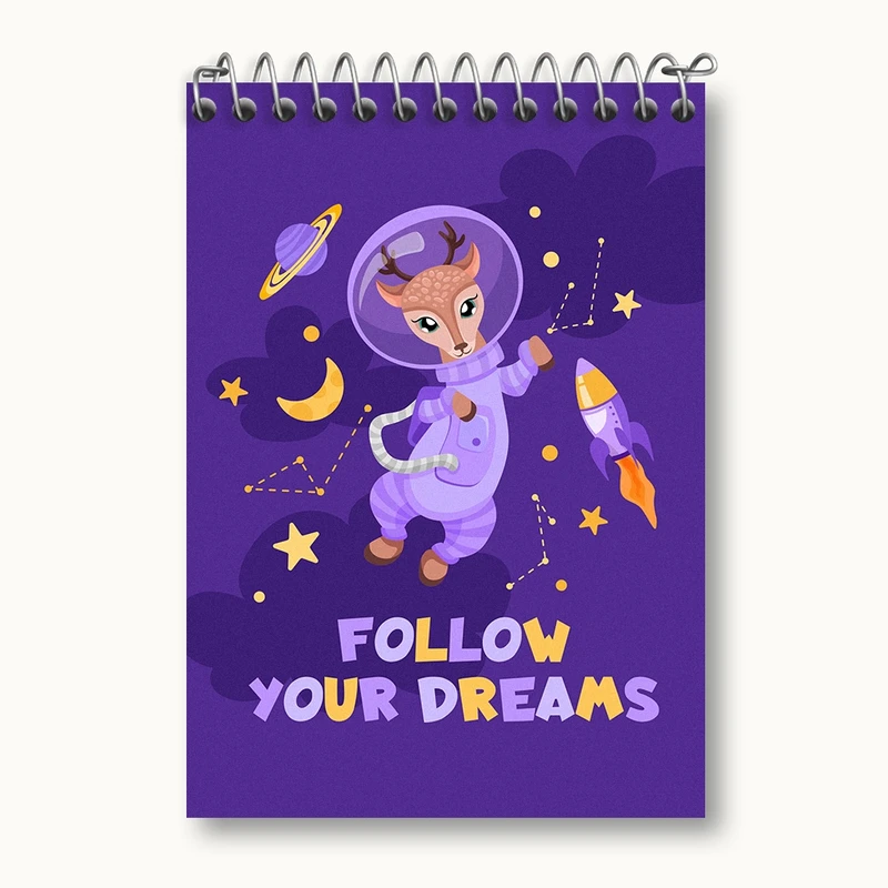 دفتر یادداشت 50 برگ خندالو مدل گوزن فضانورد کد N1374