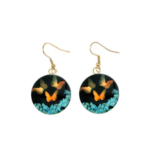 گوشواره طلا 24 عیار زنانه مدل آلتین هنر طرح سه پروانه کد 4005