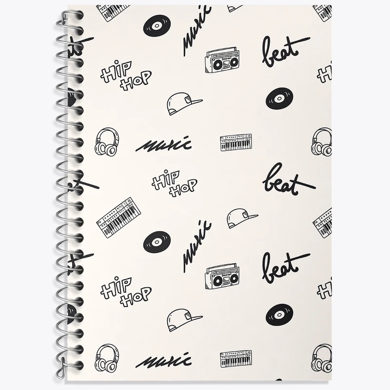 دفتر زبان 50 برگ خندالو مدل دو خط طرح پترن موسیقی کد N224