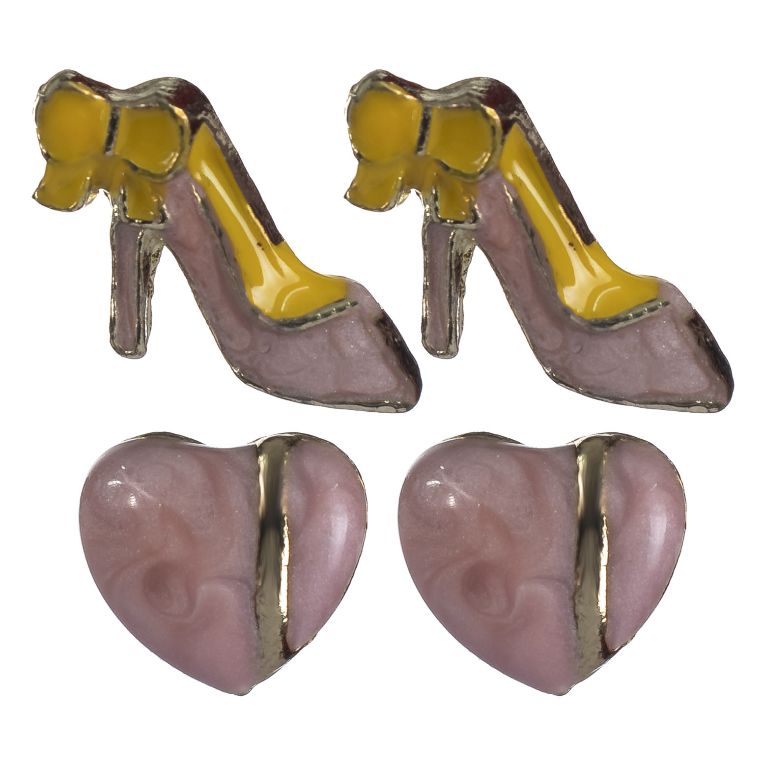 گوشواره دخترانه مدل  قلب و کفش بسته 2 عددی