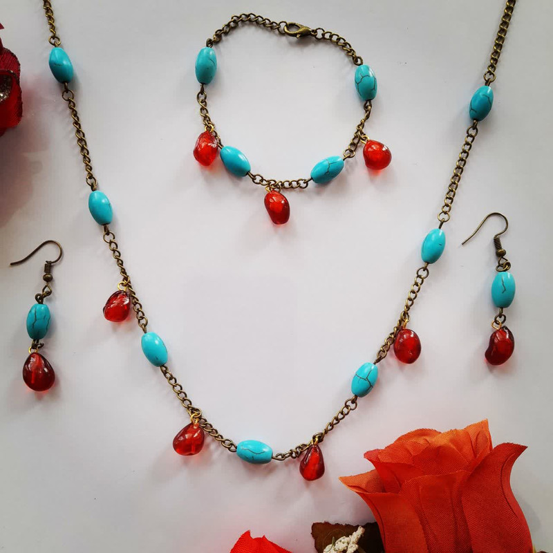 نیم ست زنانه مدل فیروزه ای یلدا