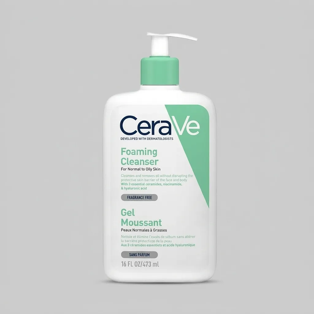 ژل شستشو صورت سراوی مدل foaming cleanser مناسب پوست نرمال تا چرب حجم 473 میلی لیتر
