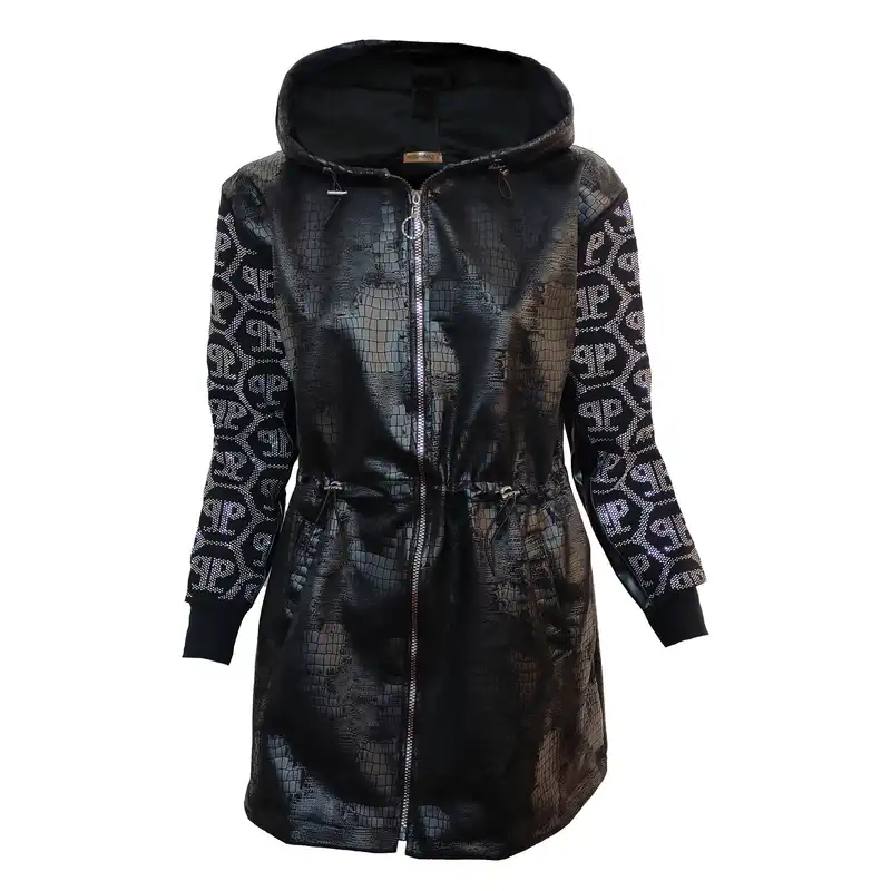 مانتو زنانه آرشیناز مدل چرم پوست ماری طرح نگین دار کد 549