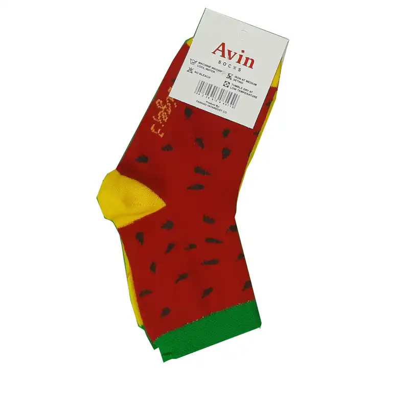 جوراب بچگانه آوین مدل لنگه به لنگه هندوانه بسته 2 عددی