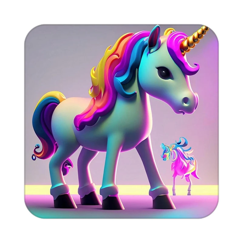 زیر لیوانی کاکتی طرح اسب تک شاخ و یونیکورن مدل mp28954