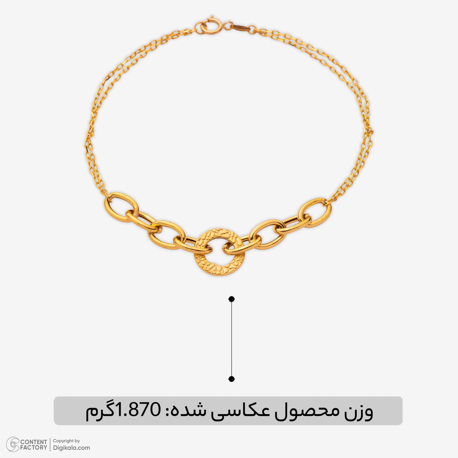 دستبند زنجیری طلا کم اجرت 18 عیار زنانه نگین مدل 143 -  - 3