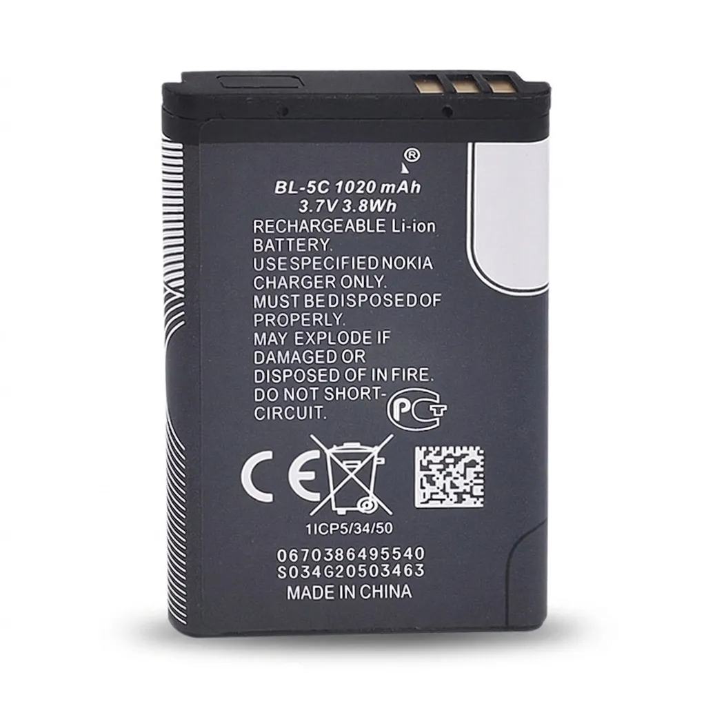 باتری موبایل مدل BL-5C ظرفیت 1020 میلی آمپر ساعت مناسب برای گوشی موبایل نوکیا 105