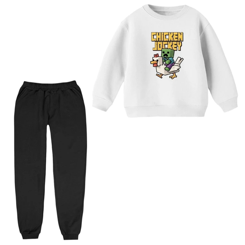 ست سویشرت و شلوار راحتی بچگانه مدل ماینکرفت و مرغ  
