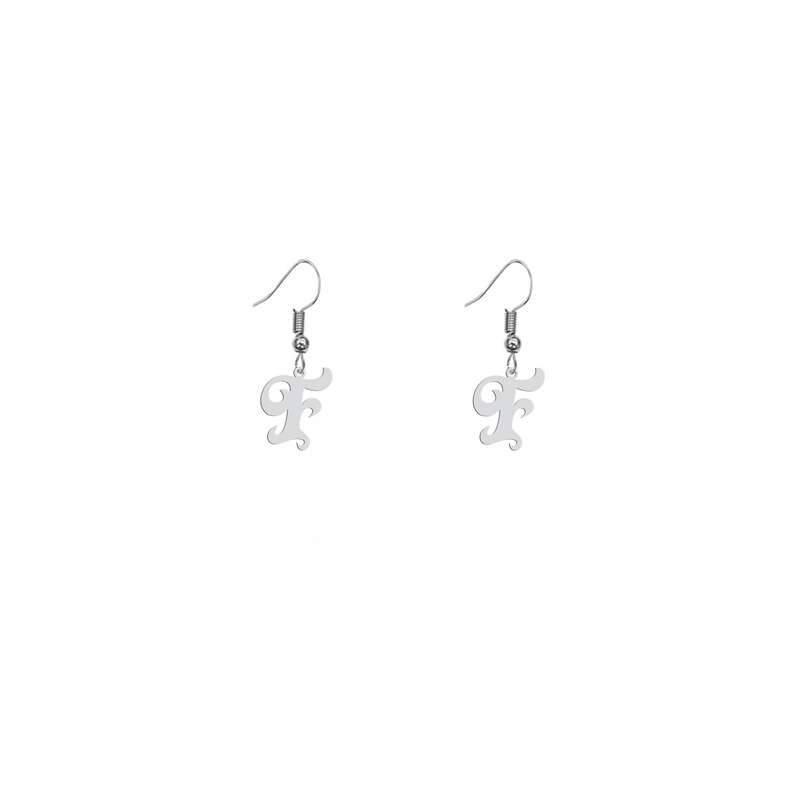 گوشواره نقره زنانه هایکا طرح حرف F مدل n.ha788
