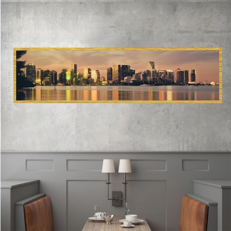 تابلو بکلیت طرح منظره رود و شهر مدل کشیده T-7471