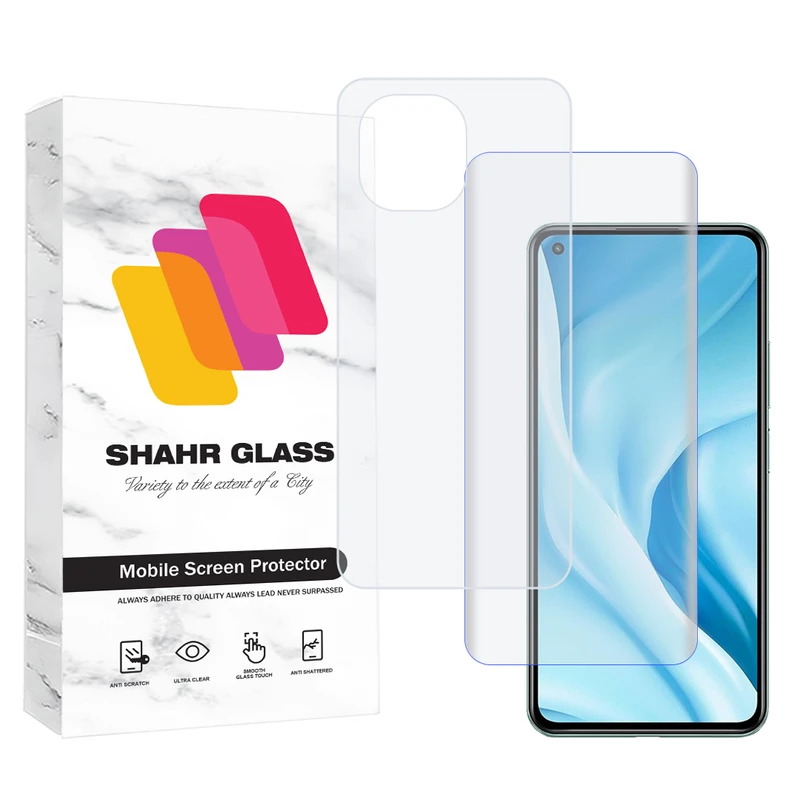 محافظ صفحه نمایش شهر گلس مدل UVNANOMTBSH مناسب برای گوشی موبایل شیائومی Mi 11 / Mi 11 Pro به همراه محافظ پشت گوشی