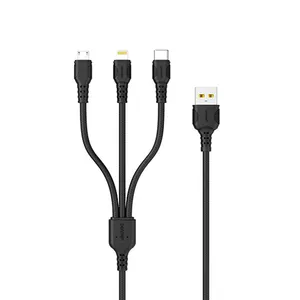 کابل تبدیل USB به لایتنینگ/USB-C/microUSB دنمن مدل D05E طول 1 متر