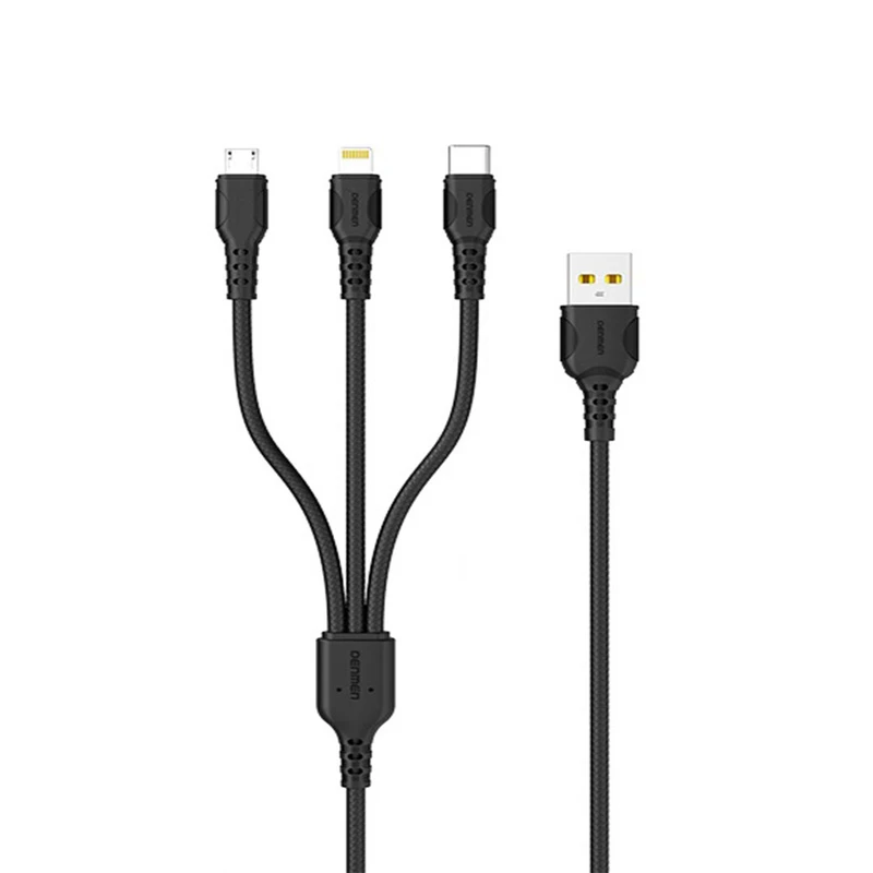 کابل تبدیل USB به لایتنینگ/USB-C/microUSB دنمن مدل D05E طول 1 متر