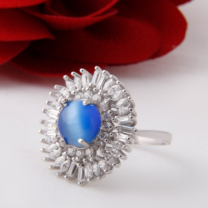 انگشتر نقره زنانه مدل جواهری کد FR0002