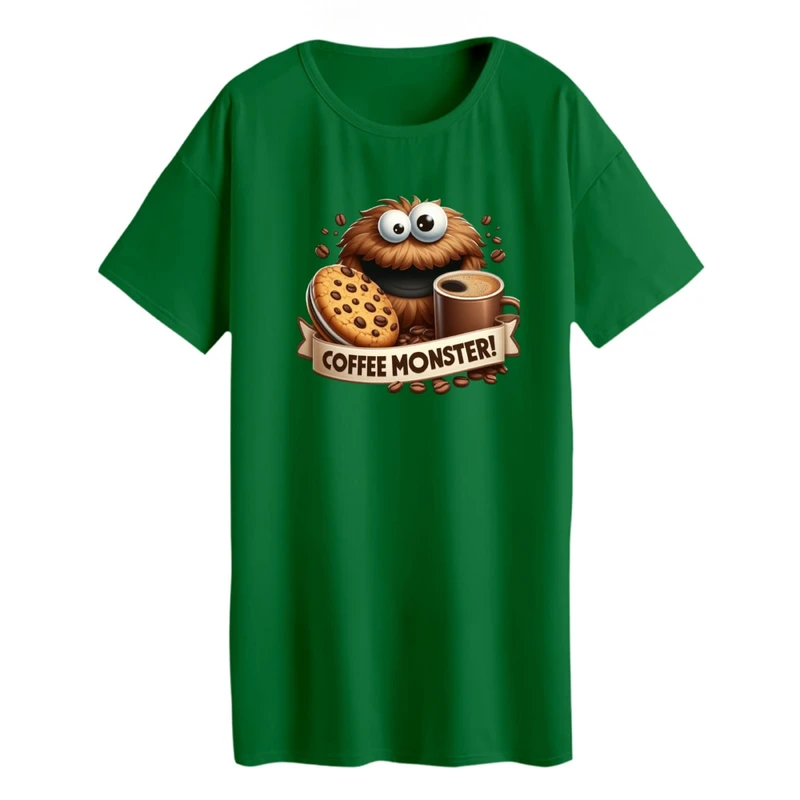 تی شرت لانگ آستین کوتاه زنانه مدل قهوه و هیولا