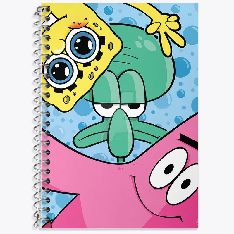 دفتر زبان 50 برگ خندالو مدل سه خط طرح باب اسفنجی و پاتریک کد F1593