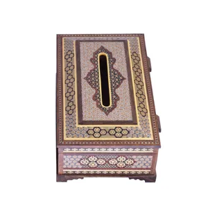 جعبه دستمال کاغذی خاتم کاری مدل کلبه کد 010005