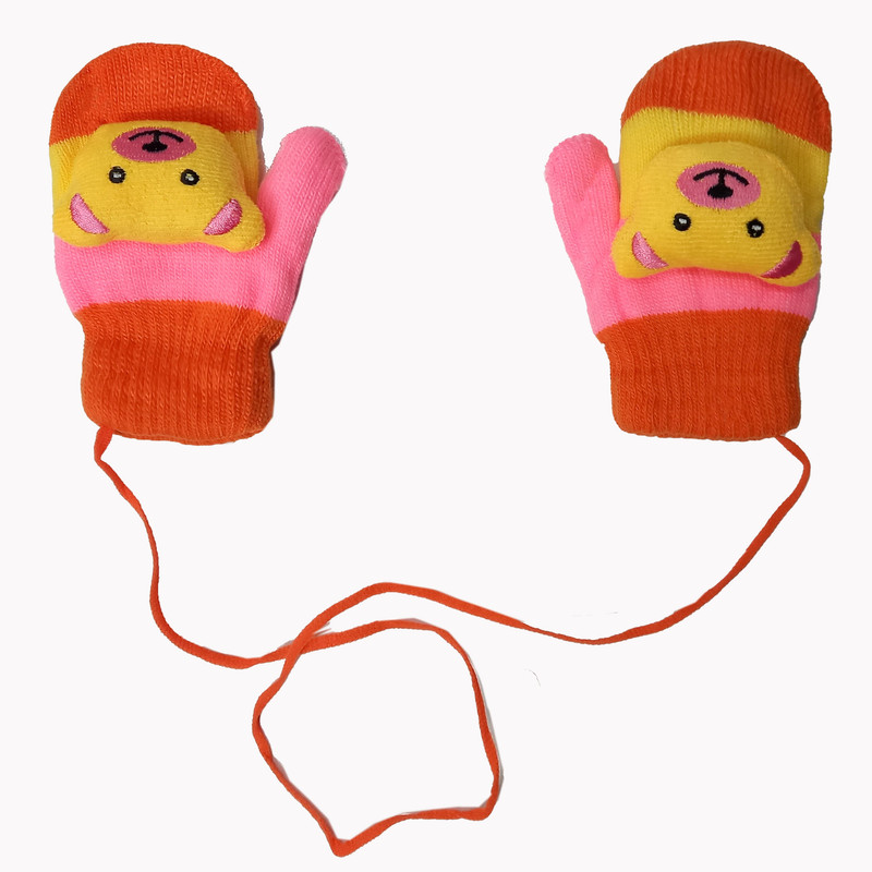 دستکش بافتنی دخترانه مدل عروسکی