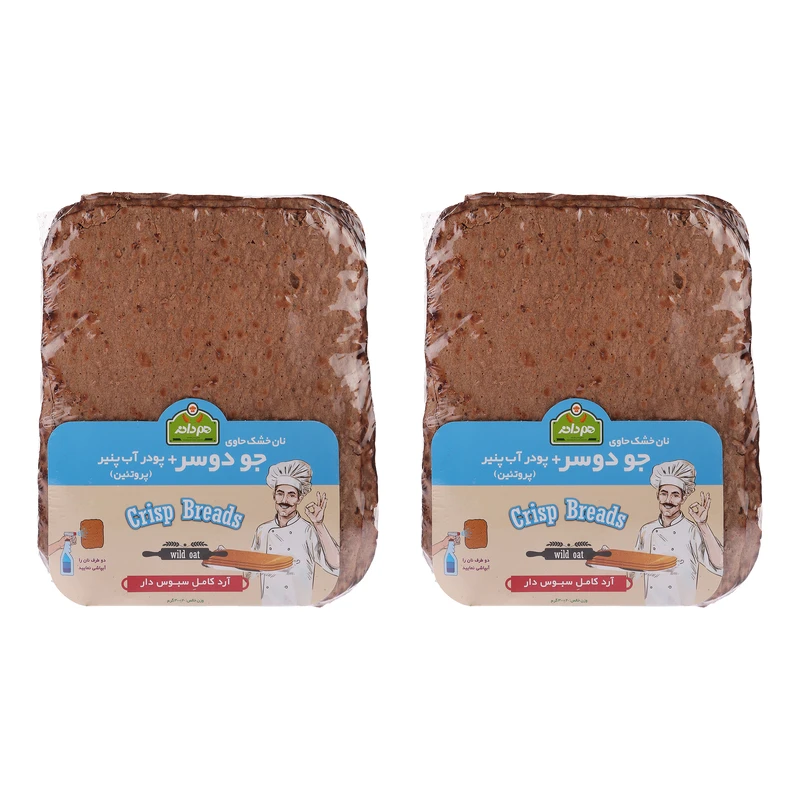 نان خشک حاوی جو دوسر و پودر آب پنیر هم دانه - 300 گرم  بسته 2 عددی