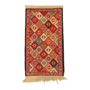 گلیم دستبافت نیم متری مدل ورنی کد 40404103 زمینه رنگارنگ